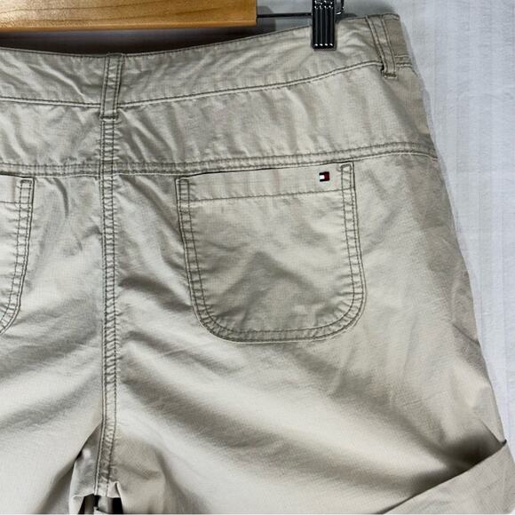 Tommy Hilfiger Roll Hem Utility Khaki Tan Shorts Women’s Size 12 Lightweight - Picture 4 of 5